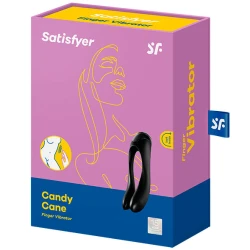Vibrator pentru degete Candy Cane din silicon, negru
