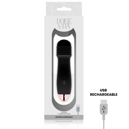 Vibrator tip three, Negru, reîncărcabil, 7 trepte