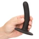 Dildo slim curbat din silicon, negru, 11.5 cm