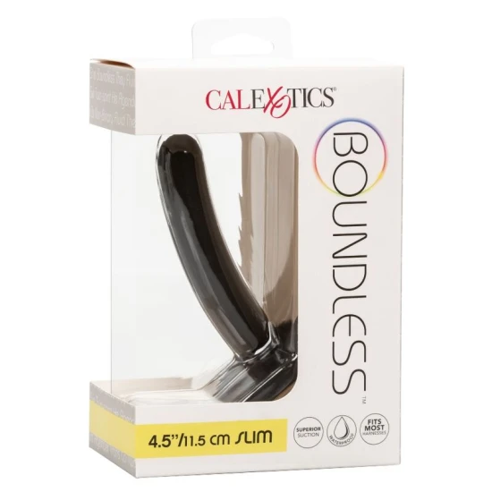 Dildo slim curbat din silicon, negru, 11.5 cm