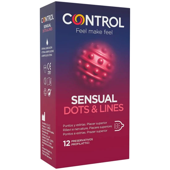 Control - Prezervative Tip Model Sensual Dots & Lines, Negru