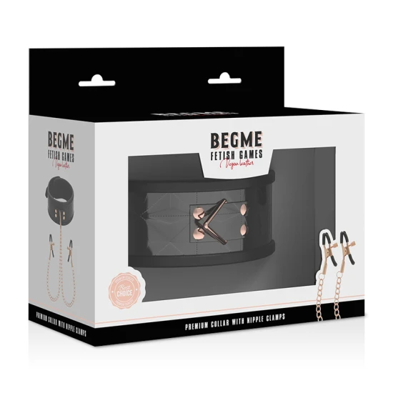 BEGME - Choker cu clești pentru sfarcuri, ediție Black, cu căptușeală din neopren