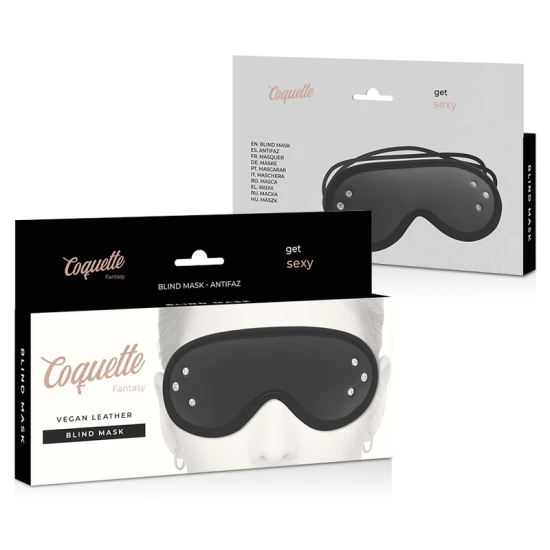 Mască blindfold din piele vegan tip fantasy, cu căptușeală din neopren, Roz