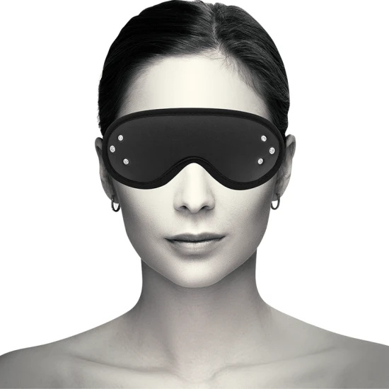 Mască blindfold din piele vegan tip fantasy, cu căptușeală din neopren, Roz