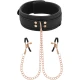Colier tip choker din piele vegan, cu prinderi pentru mameloane