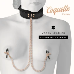 Colier tip choker din piele vegan, cu prinderi pentru mameloane