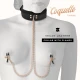 Colier tip choker din piele vegan, cu prinderi pentru mameloane