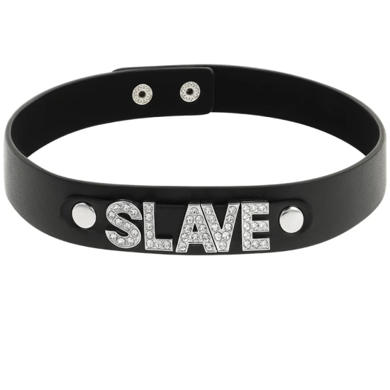Choker din piele vegană, Negru