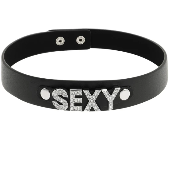 Colier Sexy din Piele Vegană Negru