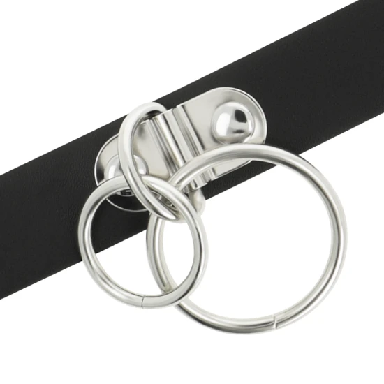 Choker tip inel dublu din piele vegană, Negru