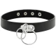 Choker tip inel dublu din piele vegană, Negru