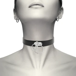 Choker tip inel dublu din piele vegană, Negru