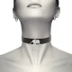 Choker tip inel dublu din piele vegană, Negru