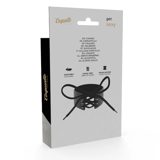 Choker din piele vegană, Negru