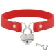 Colier din Piele Vegană Roșie cu Accesoriu Inimă și Cheie