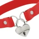 Colier din Piele Vegană Roșie cu Accesoriu Inimă și Cheie