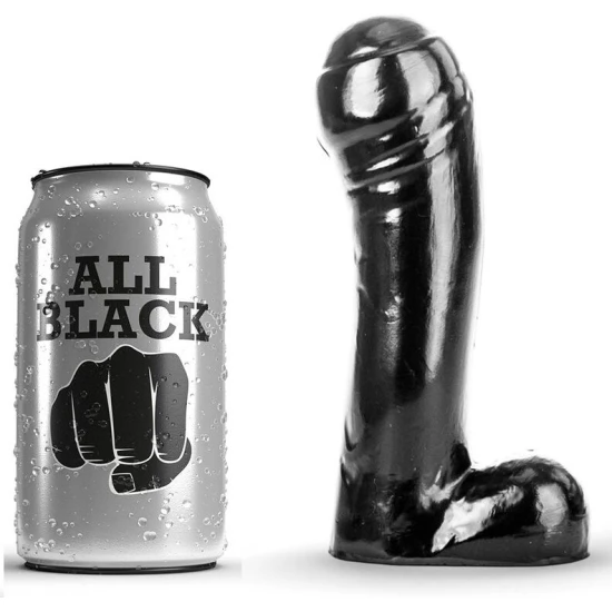 Dildo negru din material flexibil, 15 cm