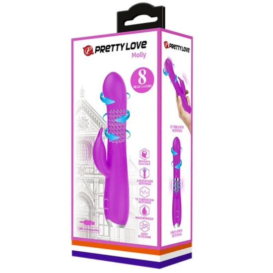 Vibrator tip iepure, Violet - cu rotație reîncărcabilă