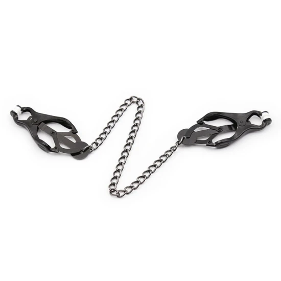 Clești pentru mameloane tip Japanese Nipple, cu lanț, Negru
