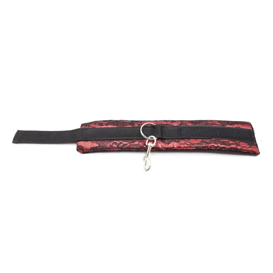 Catuse din catifea cu bandă din nailon, roșu și negru