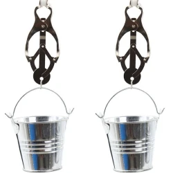 Cleme pentru sfarcuri tip fetish, cu găleți, Metal, Negru