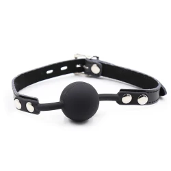 Set gag din silicon cu curea din piele, cu lacăt inclus