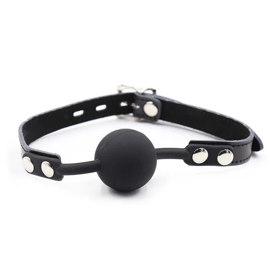 Set gag din silicon cu curea din piele, cu lacăt inclus