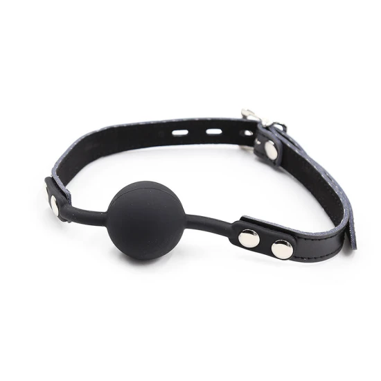 Set gag din silicon cu curea din piele, cu lacăt inclus