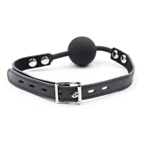 Set gag din silicon cu curea din piele, cu lacăt inclus