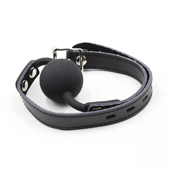 Set gag din silicon cu curea din piele, cu lacăt inclus