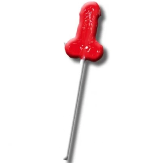 Bomboane tip lollipop din gumă, model penis, aromă de căpșuni