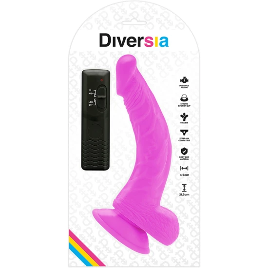 DILDO FLEXIBIL VIBRATOR, Violet, 21.5 cm - Ø 4.5 cm