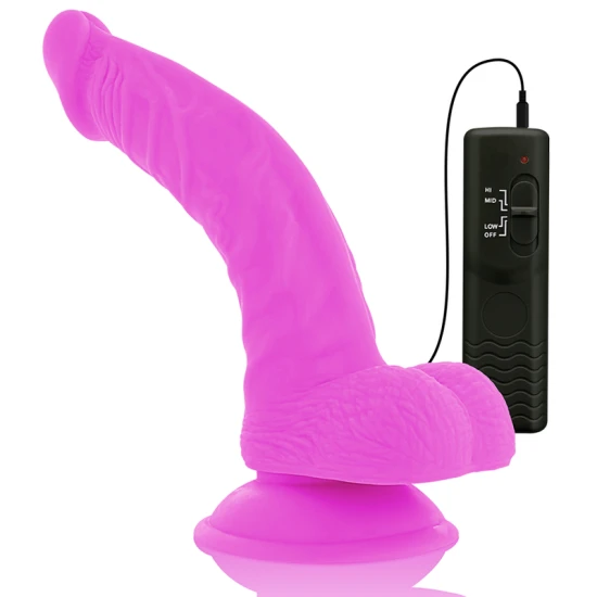 DILDO FLEXIBIL VIBRATOR, Violet, 21.5 cm - Ø 4.5 cm