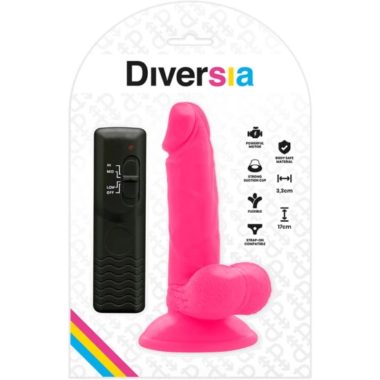 DILDO FLEXIBIL CU VIBRAȚII, Roz, 17 cm - Ø 3.3 cm