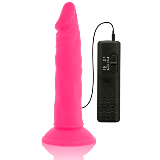 DILDO FLEXIBIL CU VIBRAȚII, Roz, 23 cm - Ø 4.3 cm