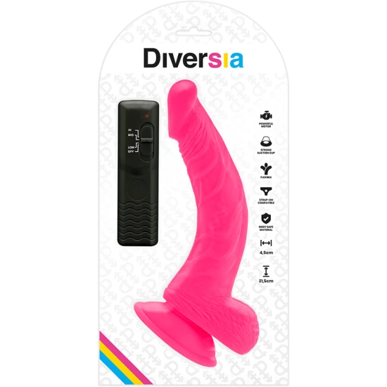DILDO FLEXIBIL CU VIBRAȚII, Roz, 21.5 cm - Ø 4.5 cm