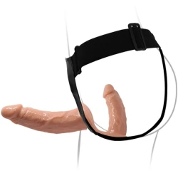 Duble Dildo-uri cu Ham din TPR, Naturale, Ajustabile
