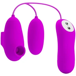 Vibrator tip glonț cu vibrații și ventuză, Roz