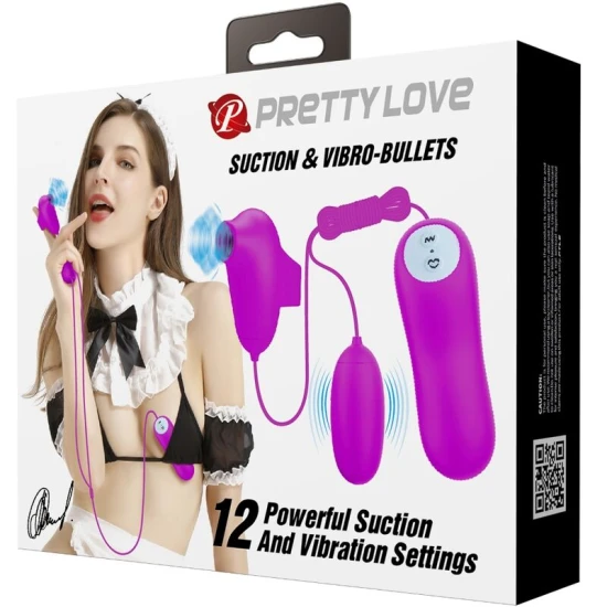 Vibrator tip glonț cu vibrații și ventuză, Roz