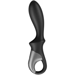 Vibrator anal cu încălzire și vibrații, silicon, negru