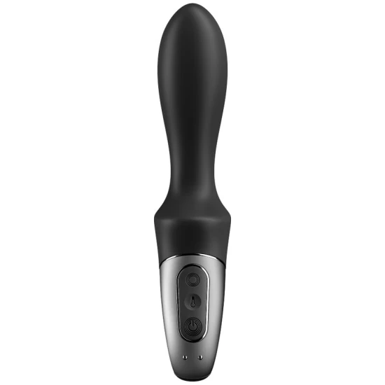 Vibrator anal cu încălzire și vibrații, silicon, negru
