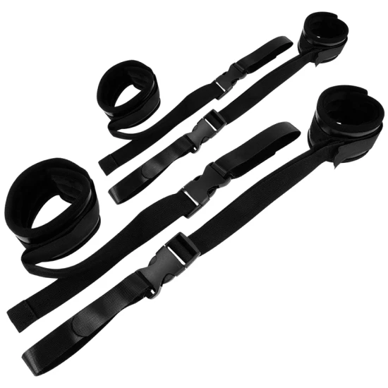 Set de cătușe din nailon și velcro, Roz/Negru