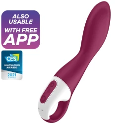 Vibrator G-spot încălzit din silicon, roz, universal