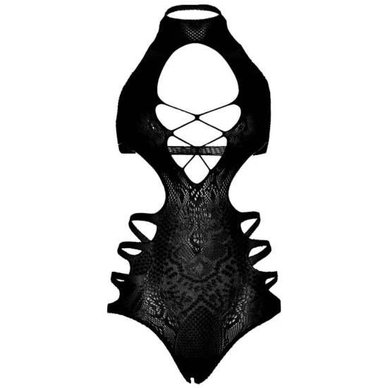 LEG AVENUE - Body tip strappy decupat, One Size, Negru