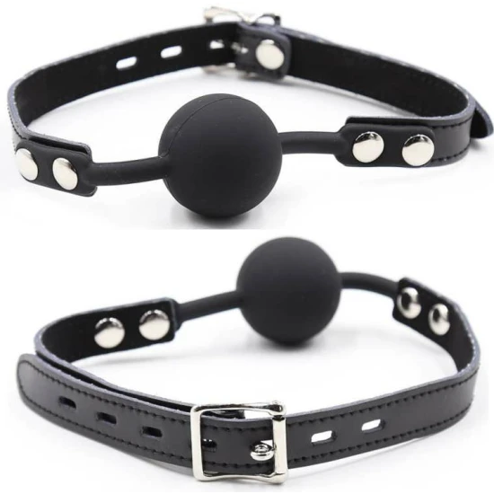 Set gag din silicon cu curea din piele, cu lacăt inclus