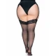 LEG AVENUE - Outlet - Ciorapi din nylon negri cu partea superioară din dantelă, plus