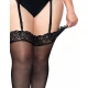 LEG AVENUE - Outlet - Ciorapi din nylon negri cu partea superioară din dantelă, plus