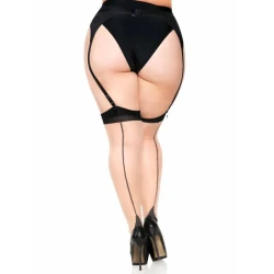 LEG AVENUE - Șosete tip thigh-high Plus, Nude și Negru