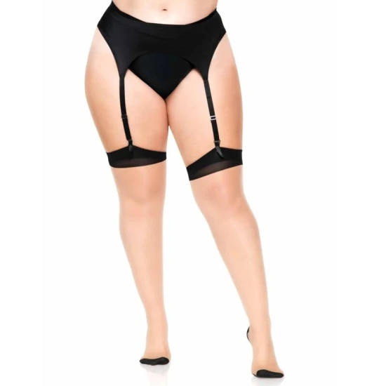 LEG AVENUE - Șosete tip thigh-high Plus, Nude și Negru
