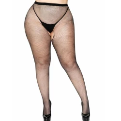 LEG AVENUE - Pantaloni tip plasă cu deschidere la zona inghinală, Negru